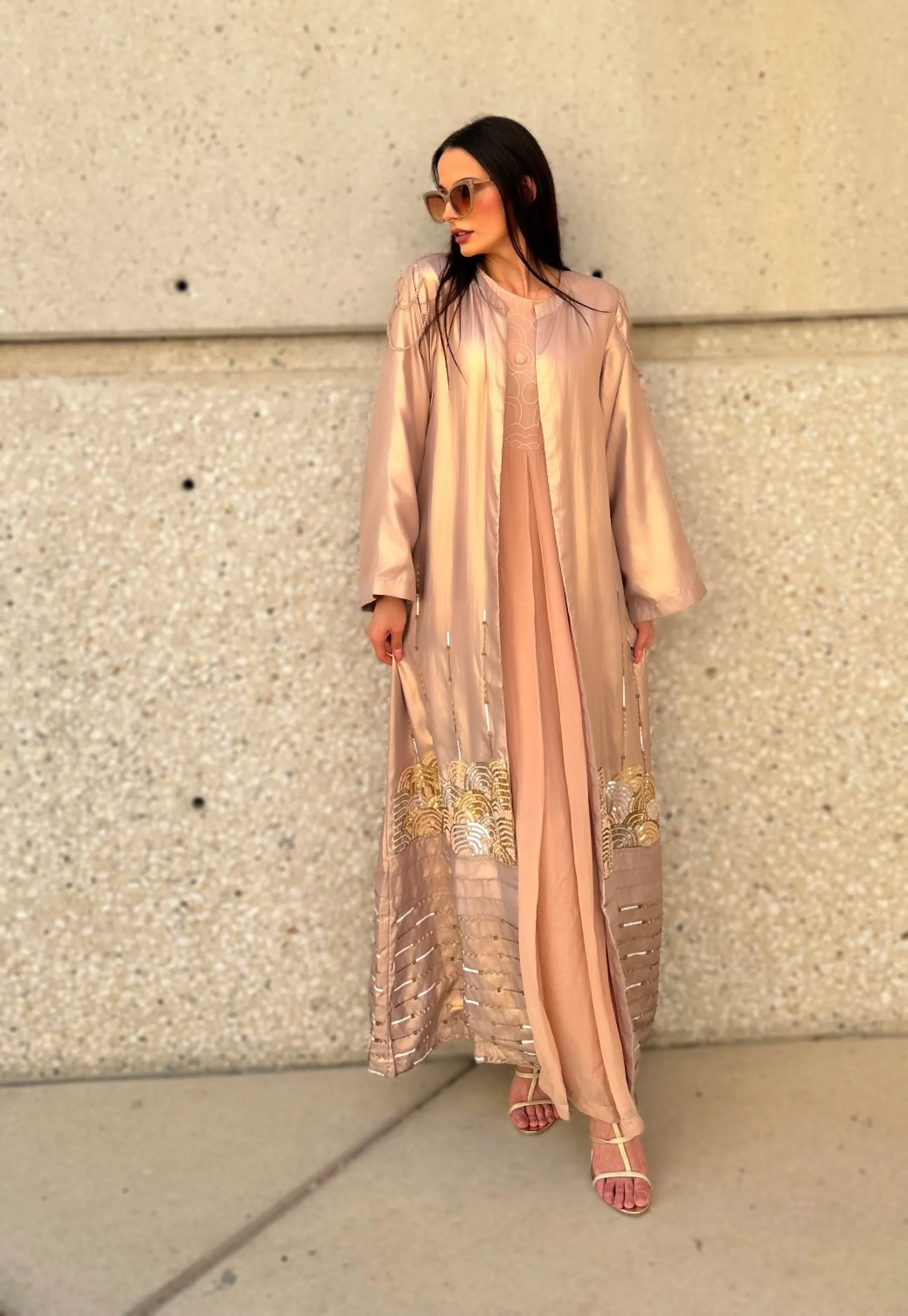 The Majestic Peach Abaya