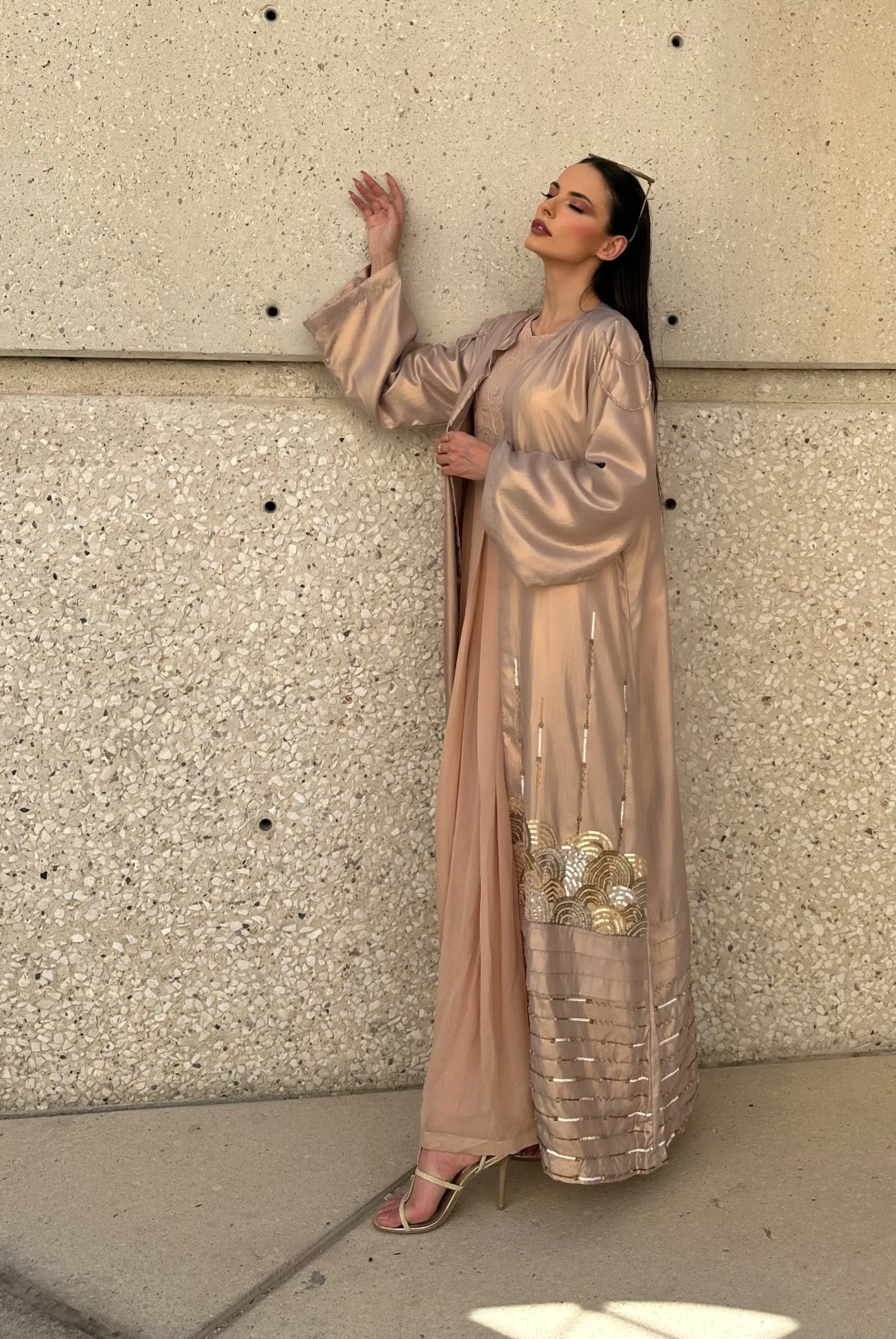 The Majestic Peach Abaya
