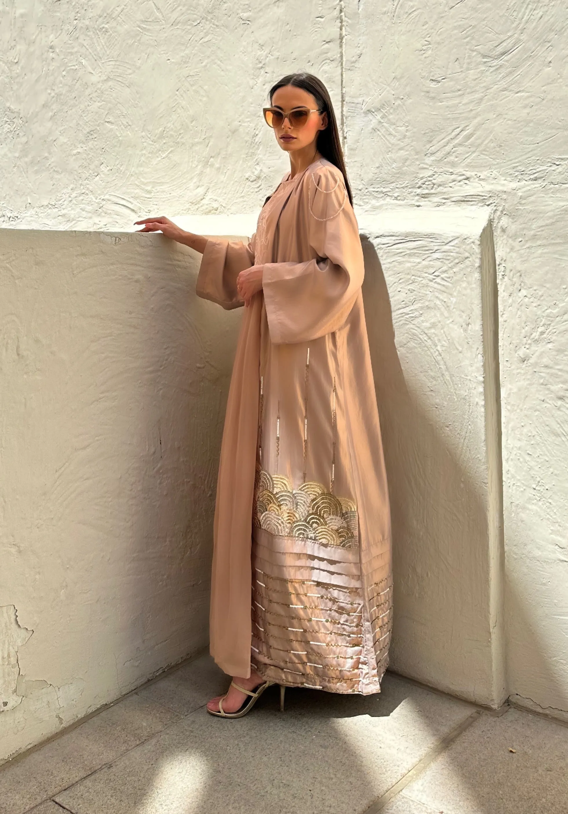 The Majestic Peach Abaya
