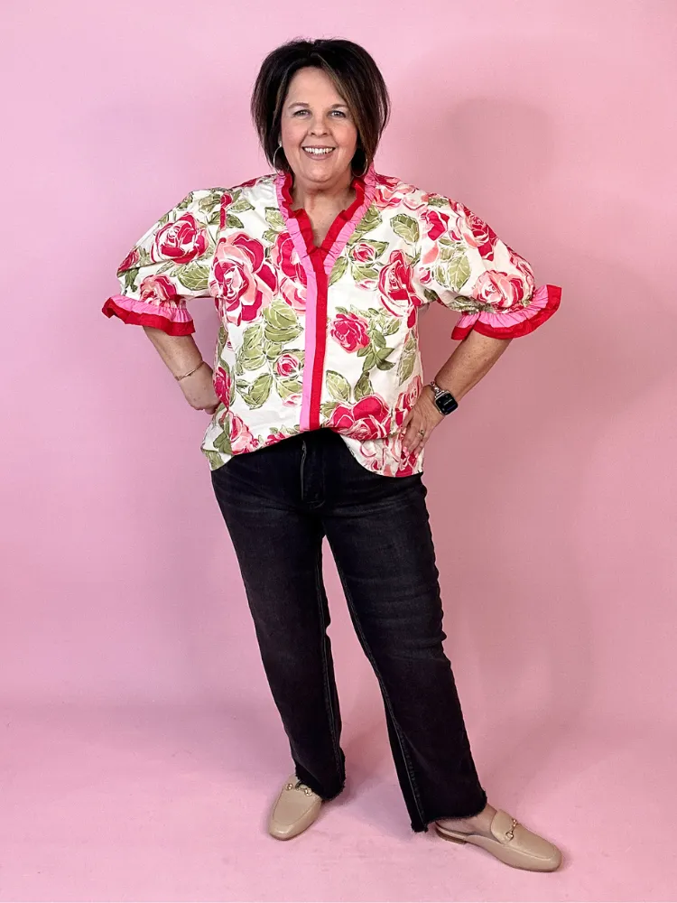 The Riley Top - Cream Pink