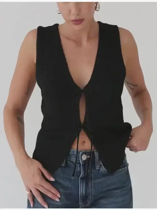 Tie front tank top