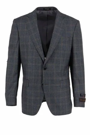 Tiglio Luxe Gray Mini Check with Taupe Windowpane Dolcetto Modern Fit, Pure Wool Jacket TL3328