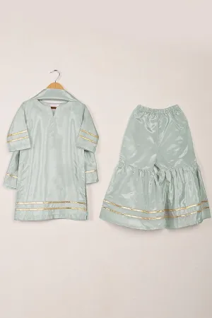 TKF-260-Gray - Kids 3Pc Ready to Wear Silk Formal Gharara Dress