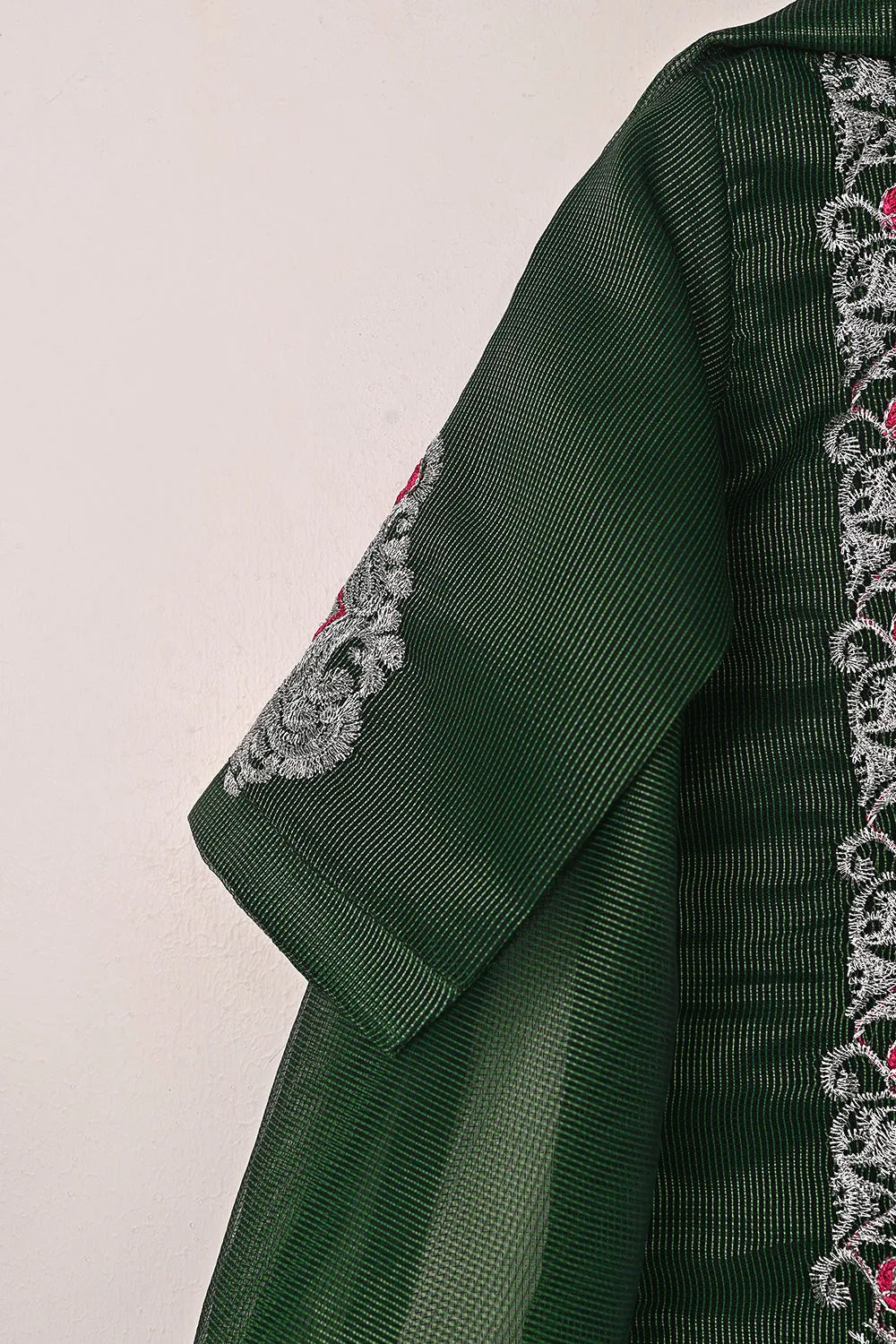 TKF-283-Bottle Green - Kids 3Pc Ready to Wear Javeria Net Embroidered Formal Dress