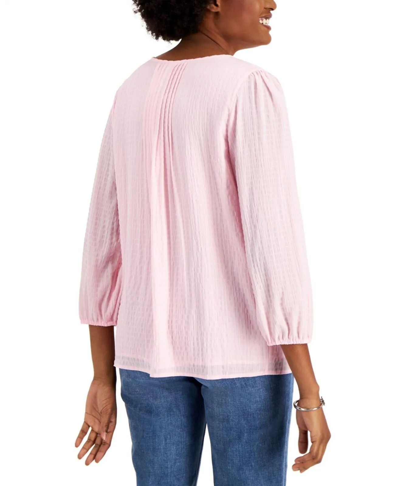 Tommy Hilfiger Womens Pin Tuck Blouse J2BM6178
