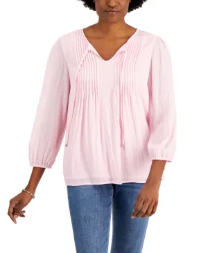 Tommy Hilfiger Womens Pin Tuck Blouse J2BM6178
