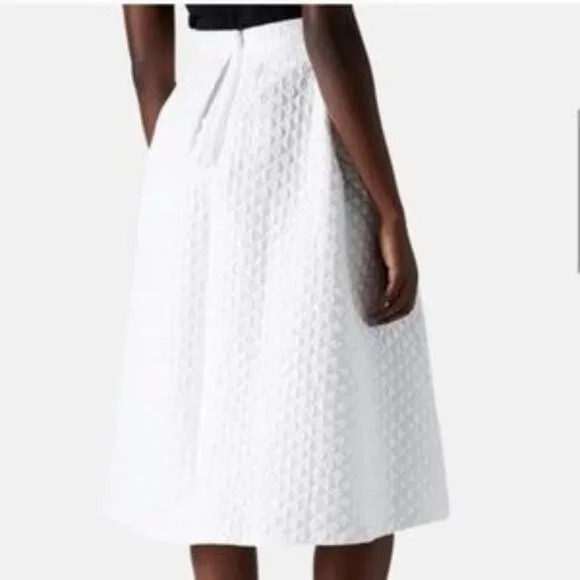 Topshop Diamond Jacquard Quilted Pleated Midi Skirt Fall Trend Off White