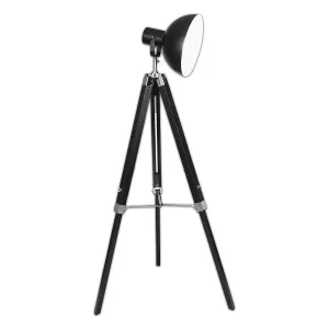 TRIPOD FLOOR SPOT LAMP READING LIGHT ADJUSTABLE HEIGHT METAL BLACK