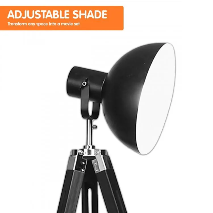 TRIPOD FLOOR SPOT LAMP READING LIGHT ADJUSTABLE HEIGHT METAL BLACK