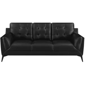 Upholstered Tufted Sofa with Track Arms in Black