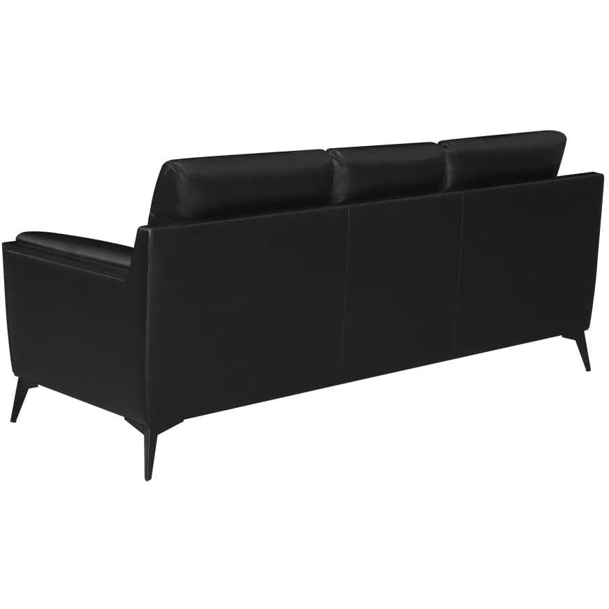 Upholstered Tufted Sofa with Track Arms in Black