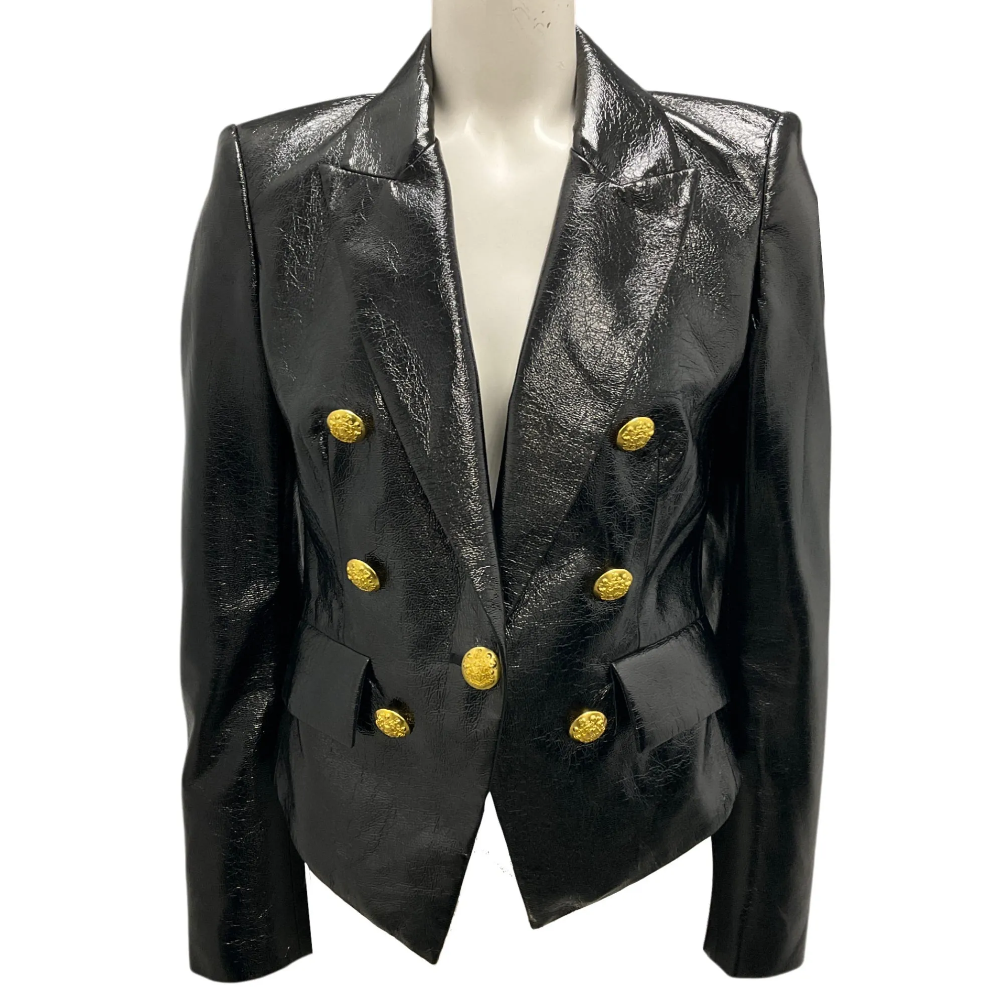 Veronica Beard Black Cooke Glossy Dickey Blazer