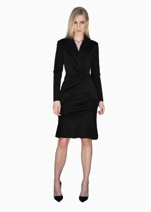 Veronique - Pleated Womens Black Blazer Jacket