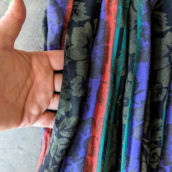 Vintage Diane Von Furstenberg Union Made Striped Pleated Midi Skirt with Pockets