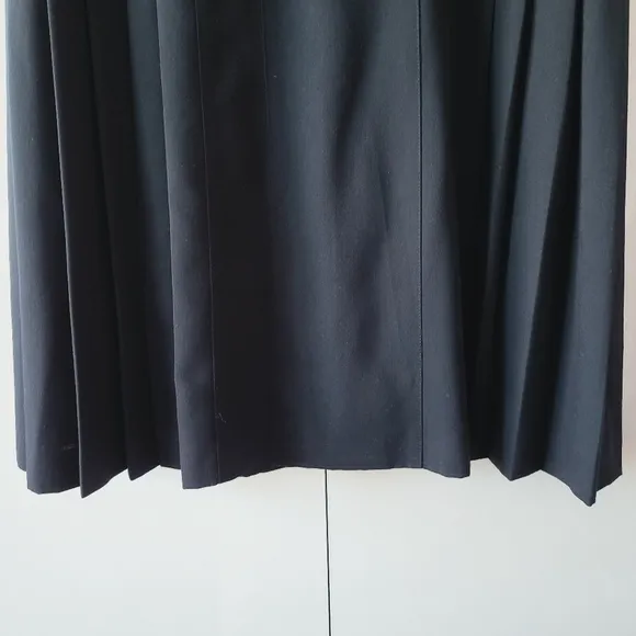 Vintage Escada Margaretha Ley Black Wool Blend Pleated Skirt