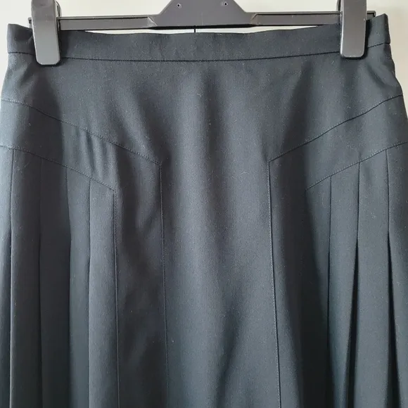 Vintage Escada Margaretha Ley Black Wool Blend Pleated Skirt