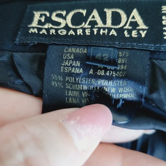 Vintage Escada Margaretha Ley Black Wool Blend Pleated Skirt