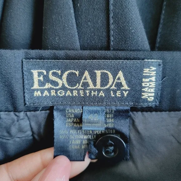 Vintage Escada Margaretha Ley Black Wool Blend Pleated Skirt