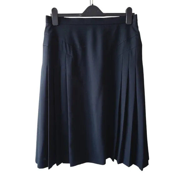 Vintage Escada Margaretha Ley Black Wool Blend Pleated Skirt