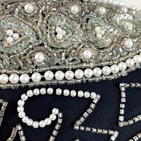 Vintage silk beaded Laurence Kazar short sleeve formal jacket party, wedding EUC