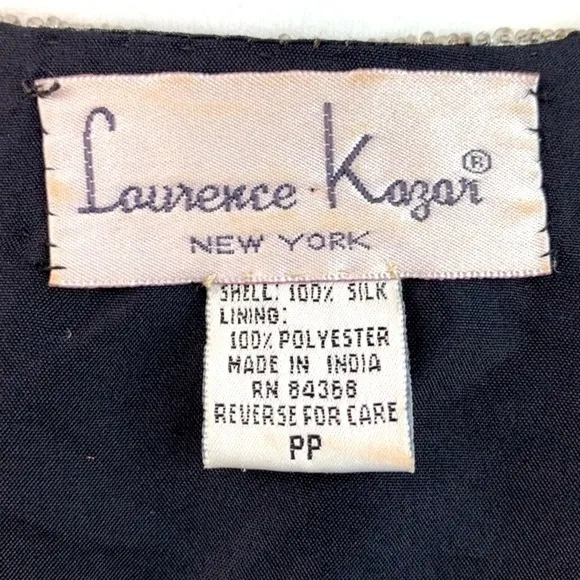 Vintage silk beaded Laurence Kazar short sleeve formal jacket party, wedding EUC