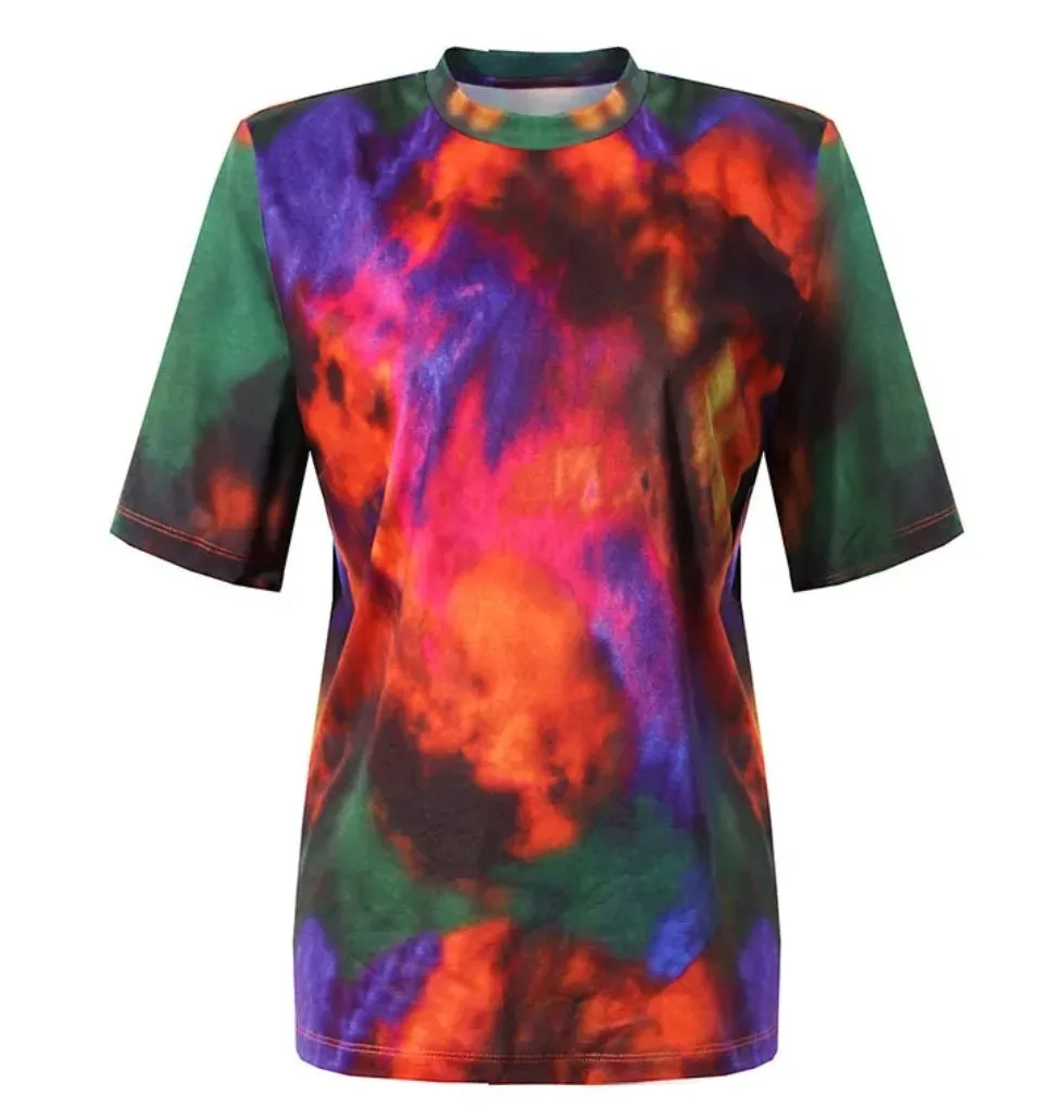 Wealth of Colors- Tshirt and ASYMMERICAL RUCHED Skirt Set (New)