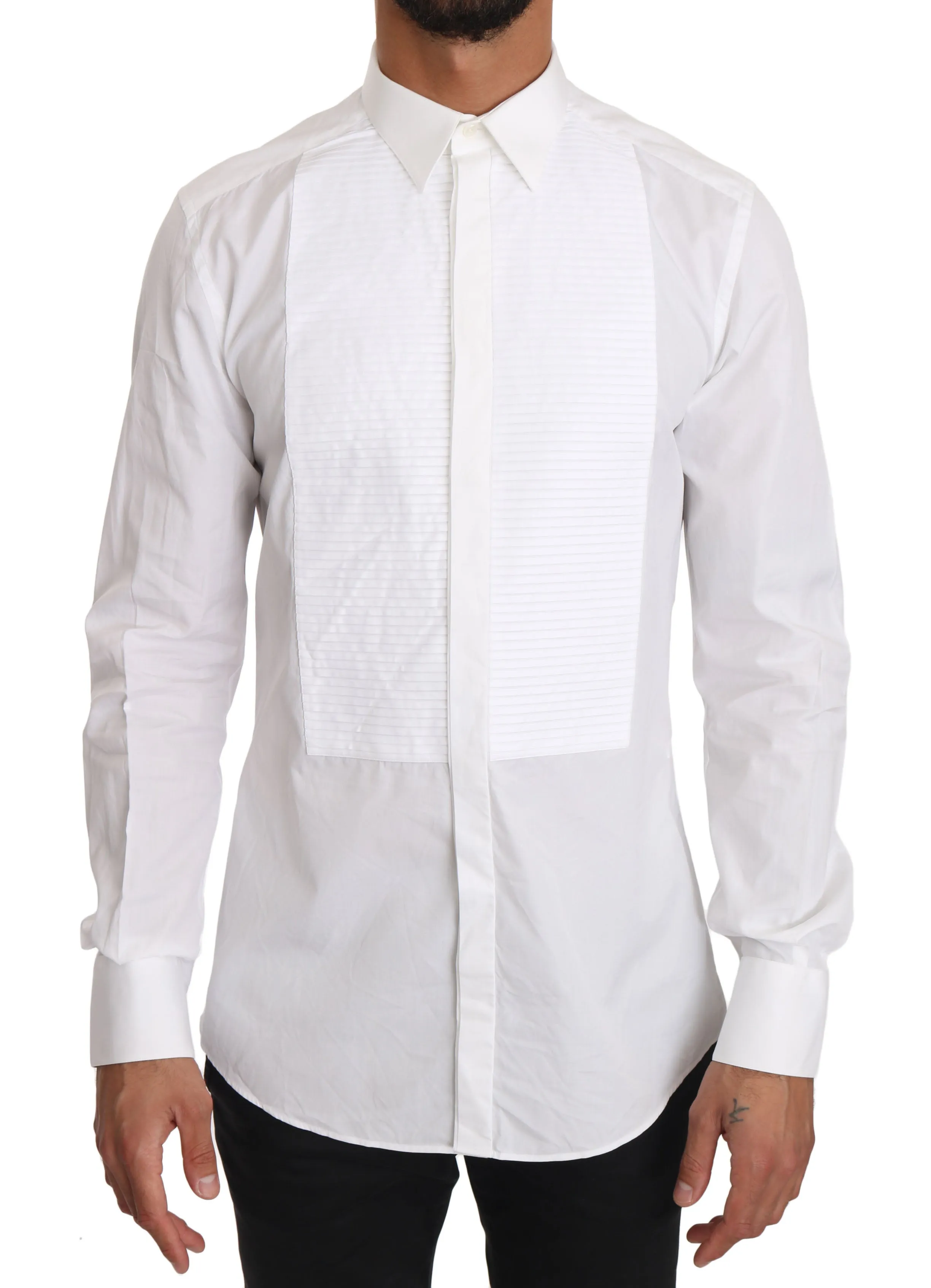 White Cotton GOLD Tuxedo Shirt