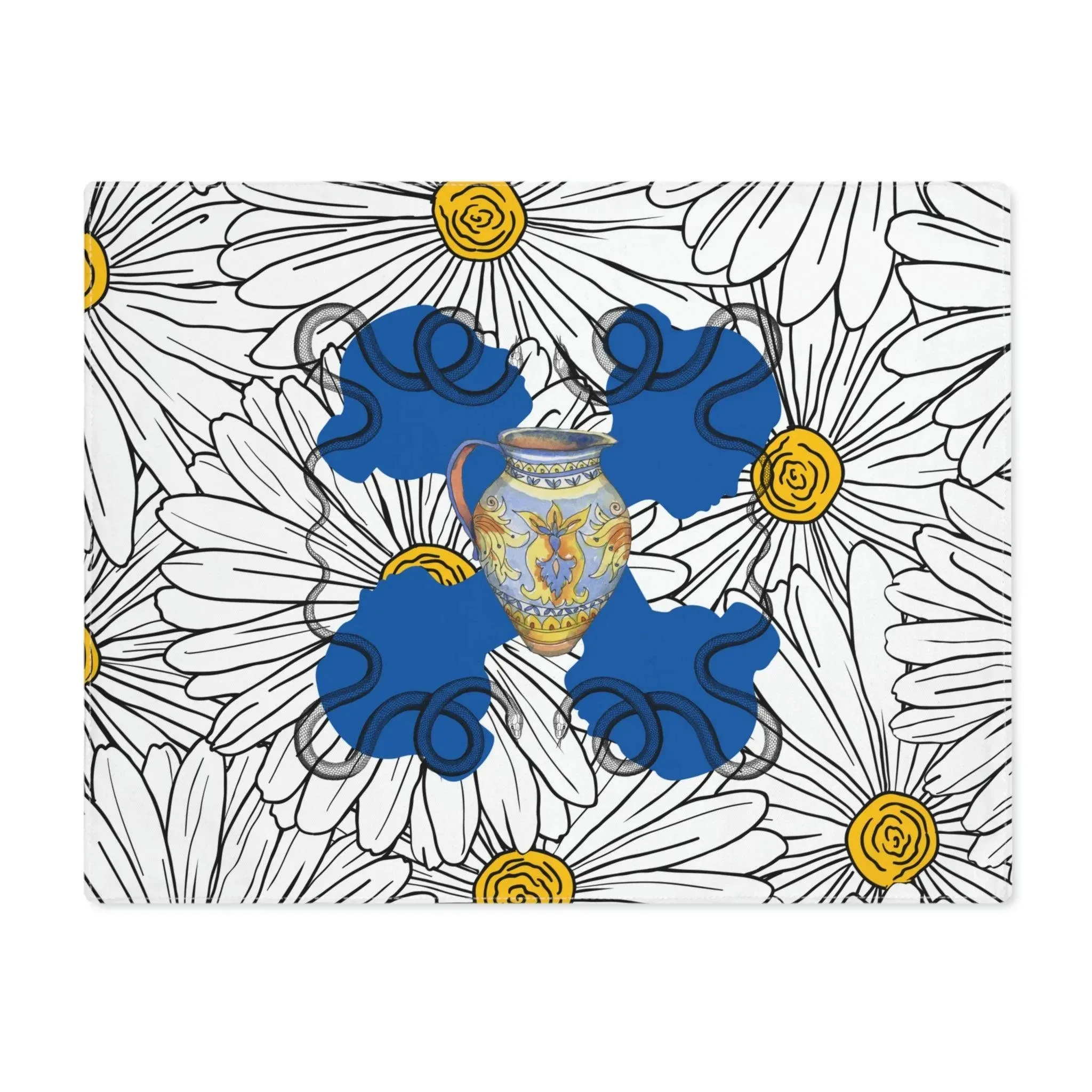 White Daisy Ladies in Blue Placemat