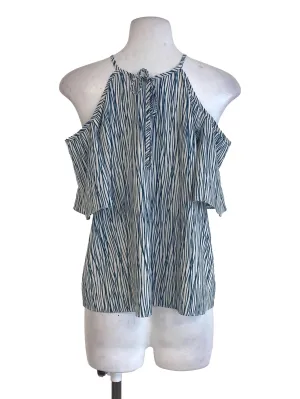 White Green Line Patterned Top LB