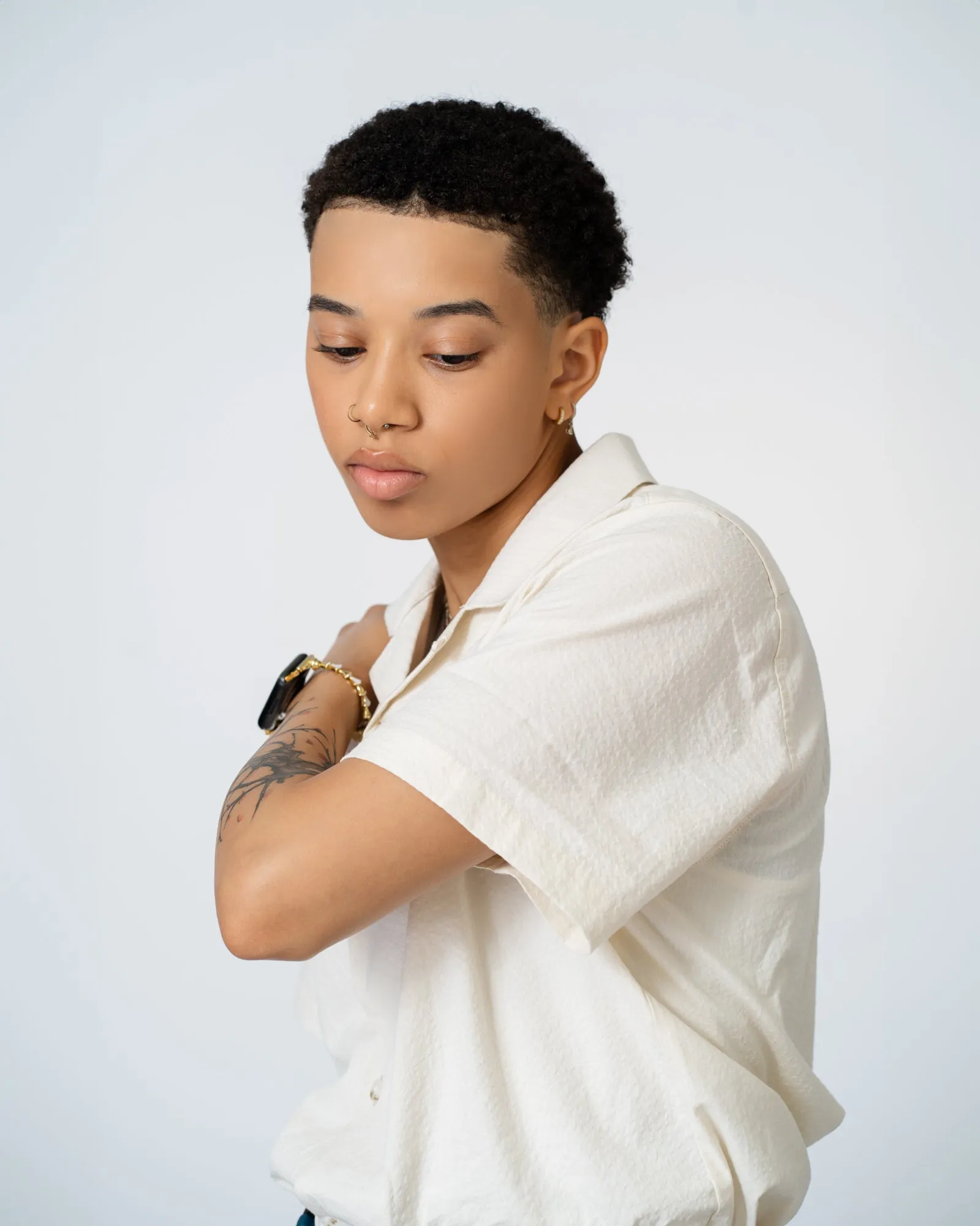 White Textured Founder Short Sleeve