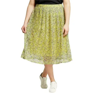 Who What Wear Women's Plus Size Floral Pleated Lace Skirt Yellow 20W