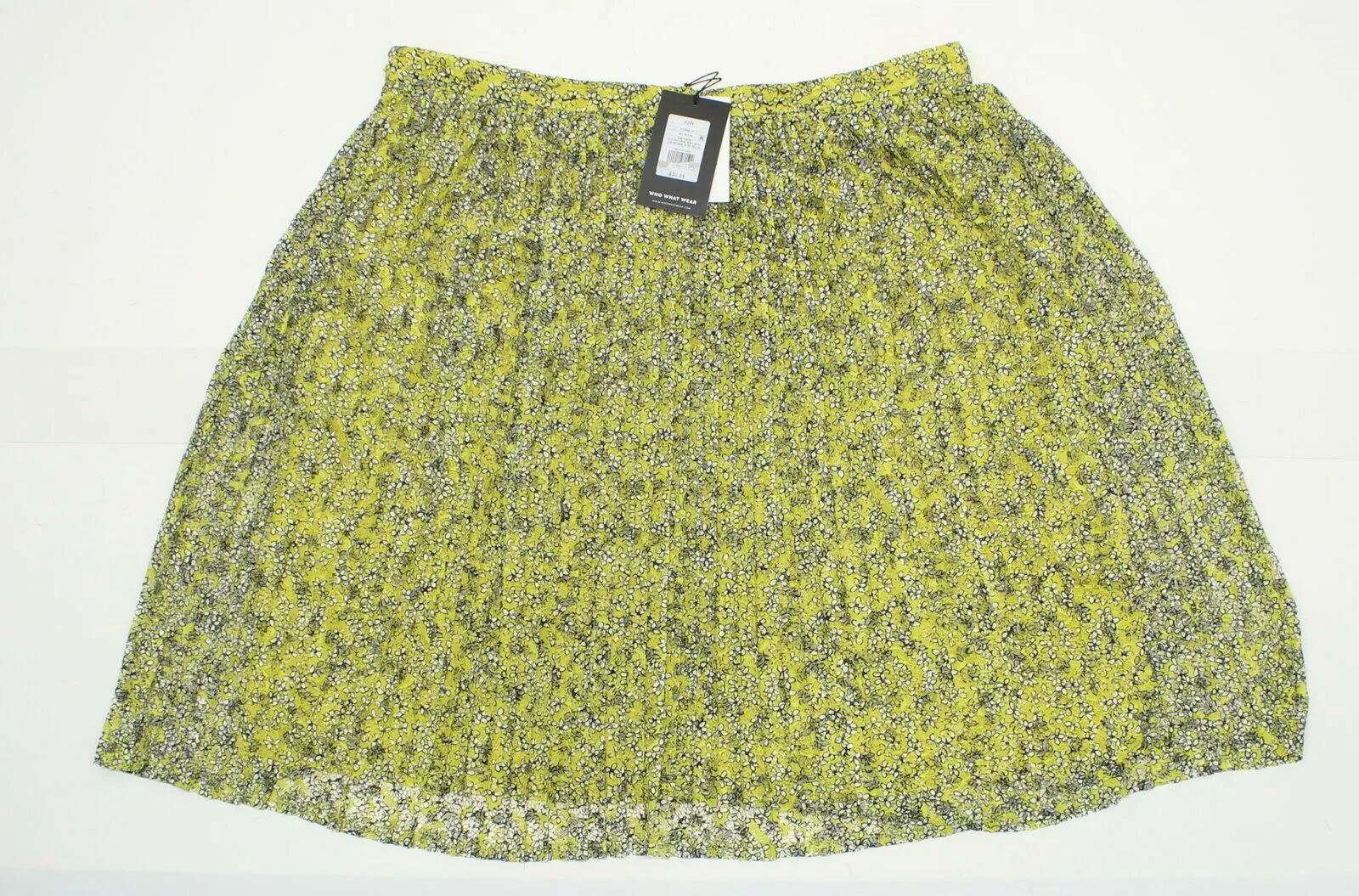 Who What Wear Women's Plus Size Floral Pleated Lace Skirt Yellow 20W
