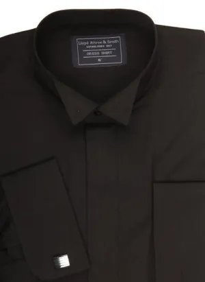 Wing Collar Formal Dress Shirt - Black - CLEARANCE