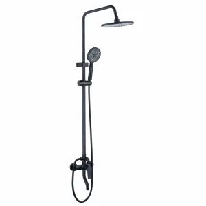 WK Bathroom Black Wall Mounted Three-Function Round Rain Shower Set - K-8832H