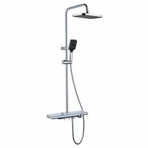 WK Bathroom Chrome Wall Mounted Three-Function Square Rain Shower Set - K-8852