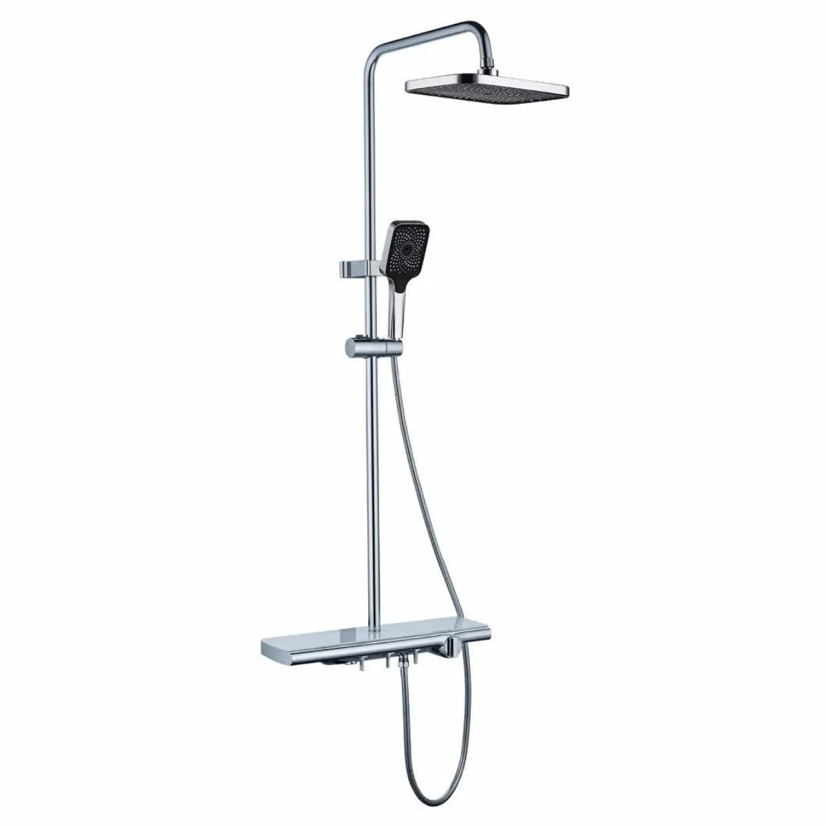 WK Bathroom Chrome Wall Mounted Three-Function Square Rain Shower Set - K-8852