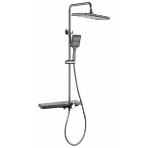 WK Bathroom Gun Grey Wall Mounted Three-Function Square Rain Shower Set - K8856Q