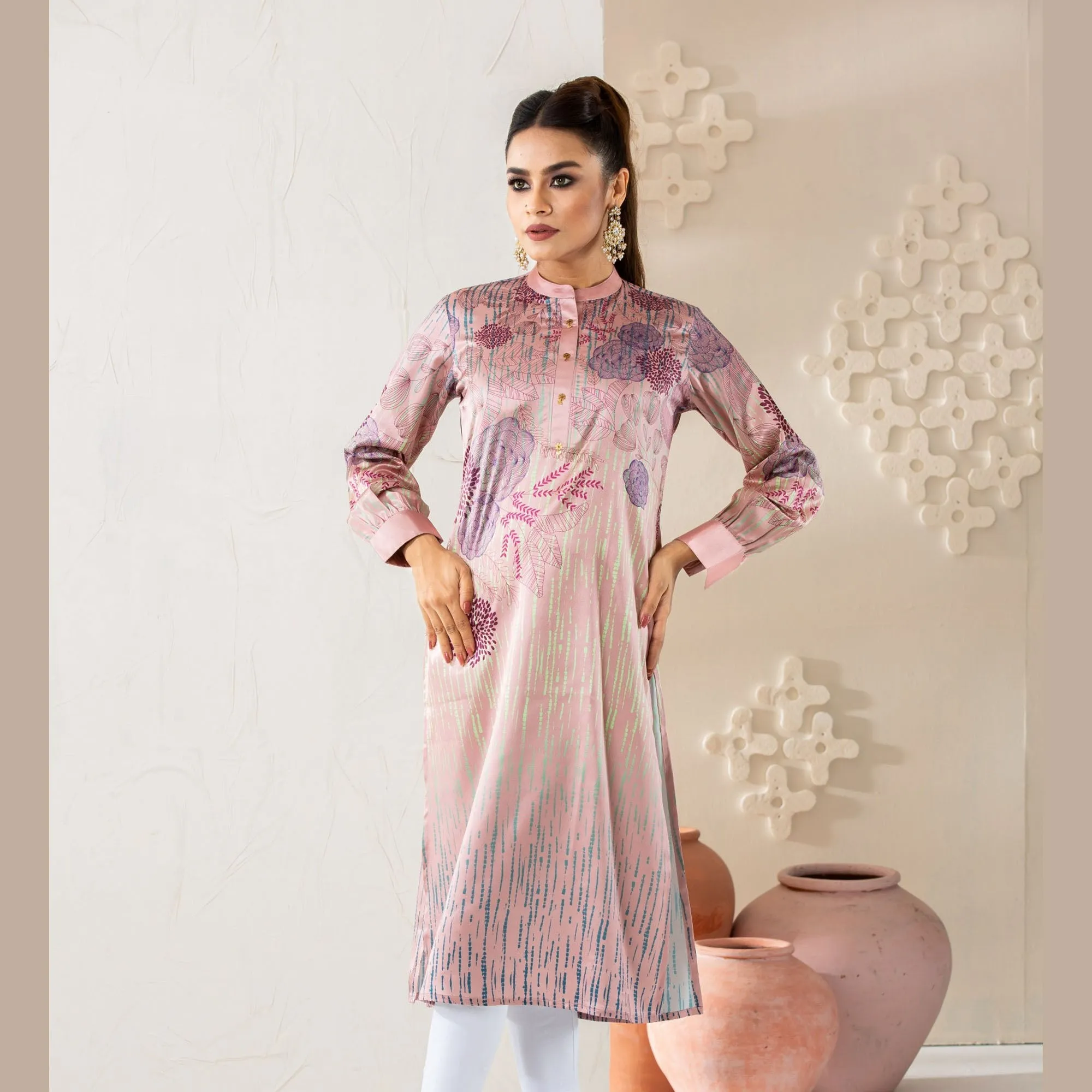 Women Aqua Silk Kurti