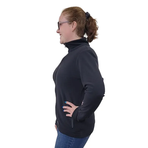 WOMEN'S FITTED CARDIGAN MICRO FLEECE BLACK