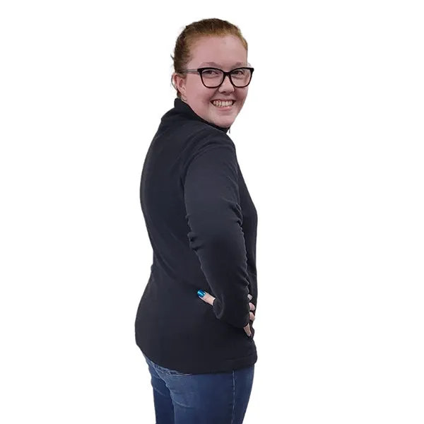 WOMEN'S FITTED CARDIGAN MICRO FLEECE BLACK