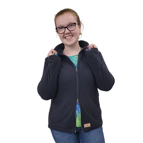 WOMEN'S FITTED CARDIGAN MICRO FLEECE BLACK
