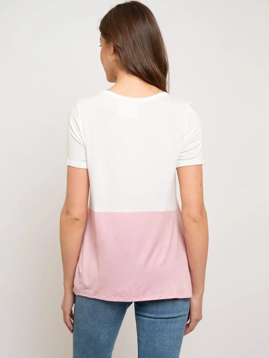 WOMEN'S FRONT TIE COLORBLOCK TOP