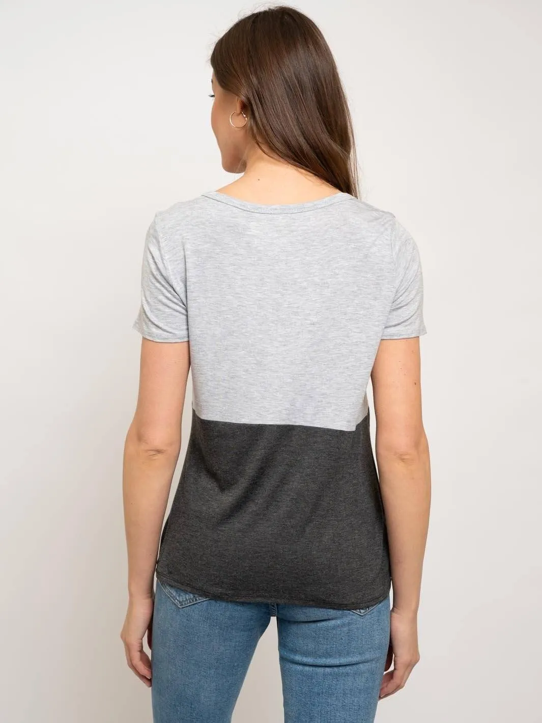 WOMEN'S FRONT TIE COLORBLOCK TOP