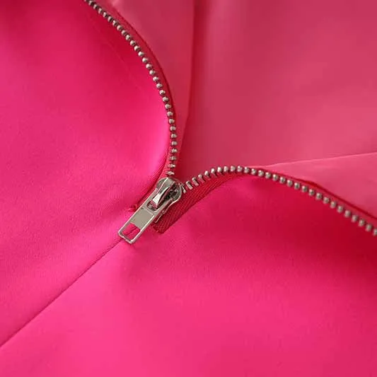Women's Golden Lion Buttons Hot Pink Skirts Blazer Suit Jacket   High Waist Skirts Suit
