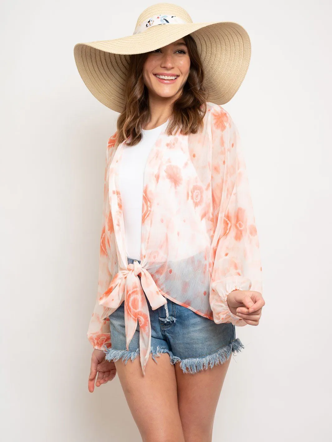 WOMEN'S LONG SLEEVE FRONT TIE TOP