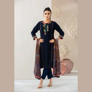 Womens Navy Silk 3-Piece Set
