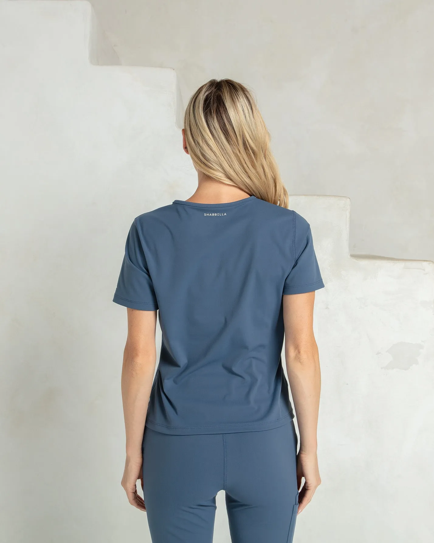 Women's Ocean Blue V-Neck Scrub Top