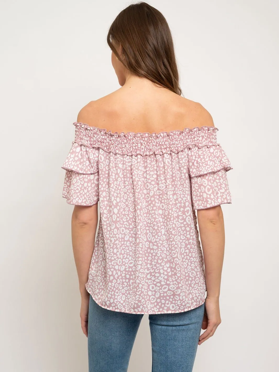 WOMEN'S OFF SHOULDER RUFFLE SLEEVE TOP