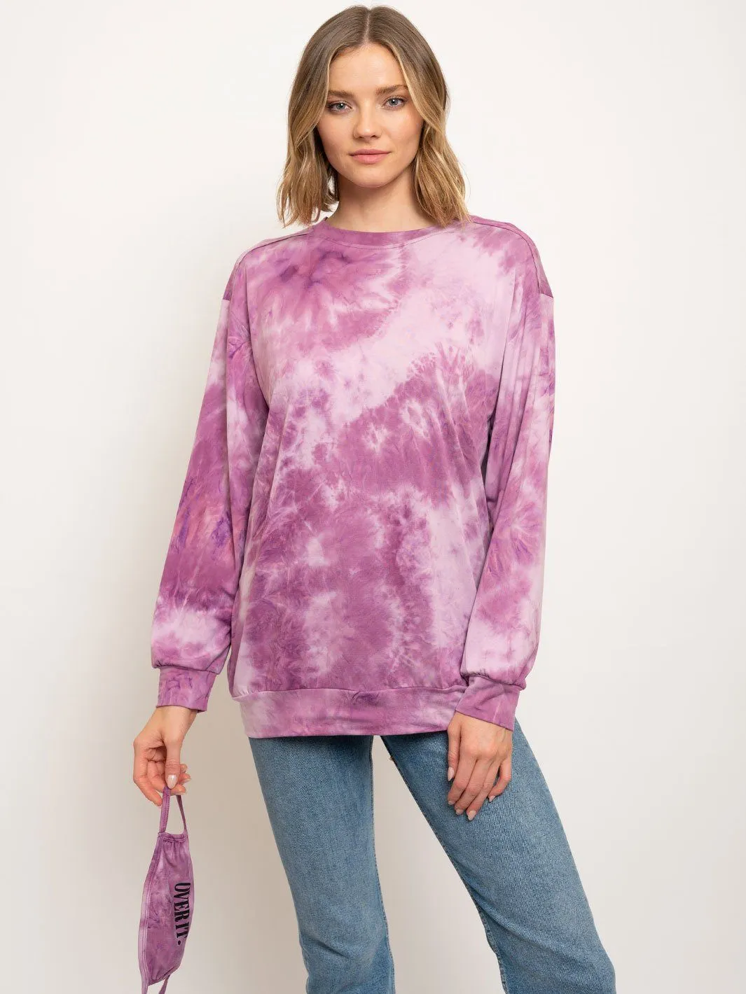 WOMEN'S OVERSIZED TIE DYE WITH MASK SET TOP