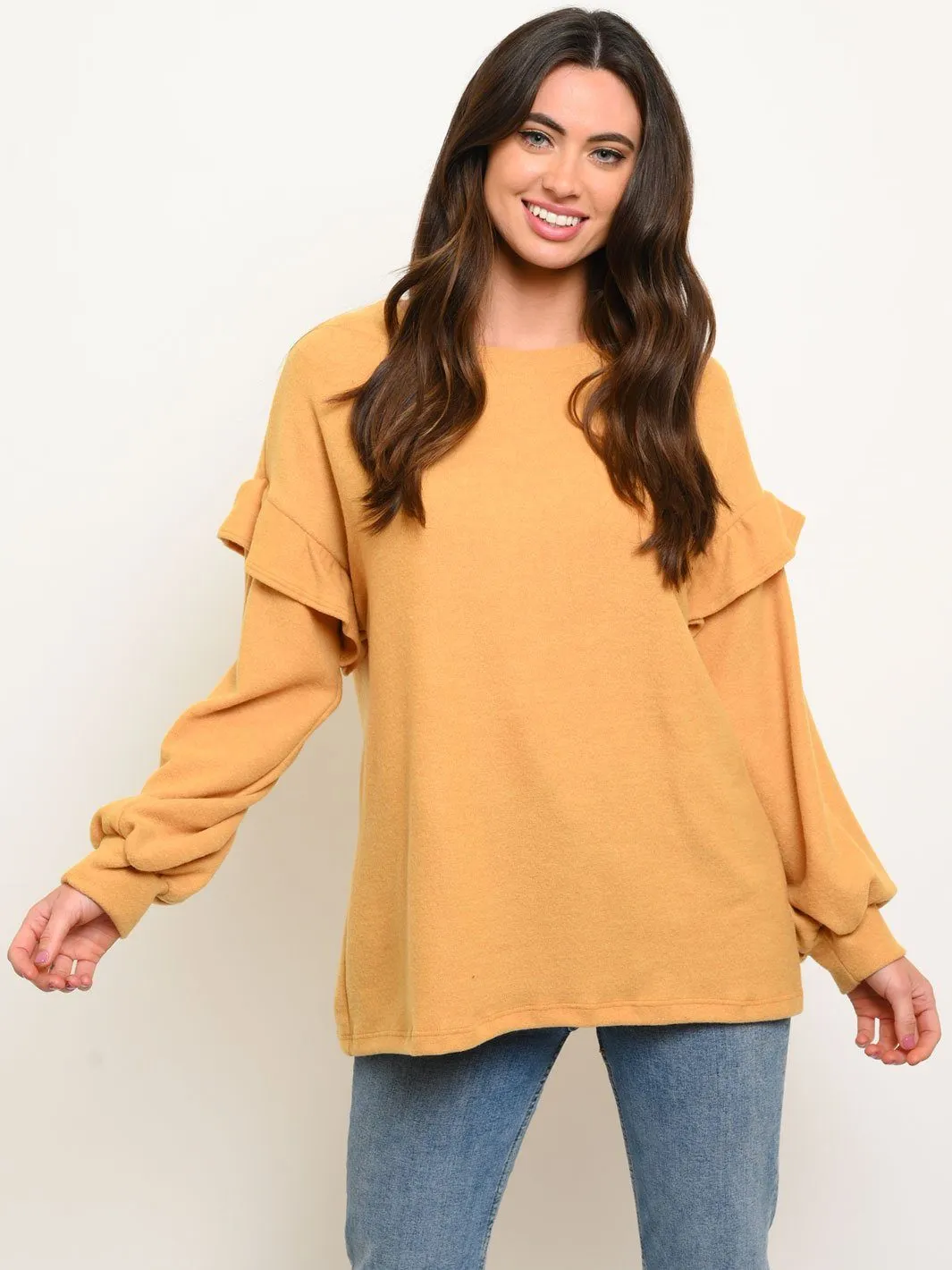 WOMEN'S RUFFLE LONG SLEEVE TOP